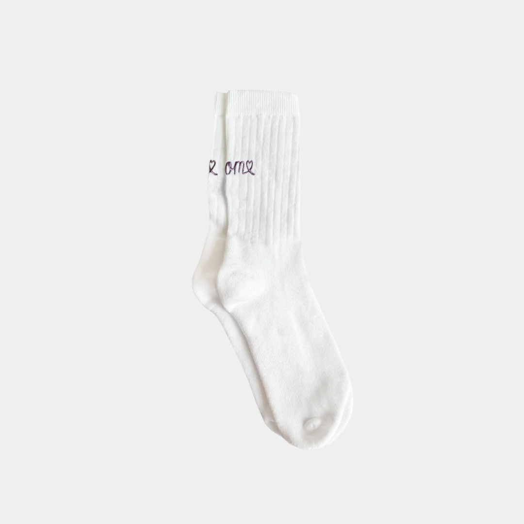 Mom Embroidered Midweight Crew Pacers - 97% Organic Cotton - Image 3