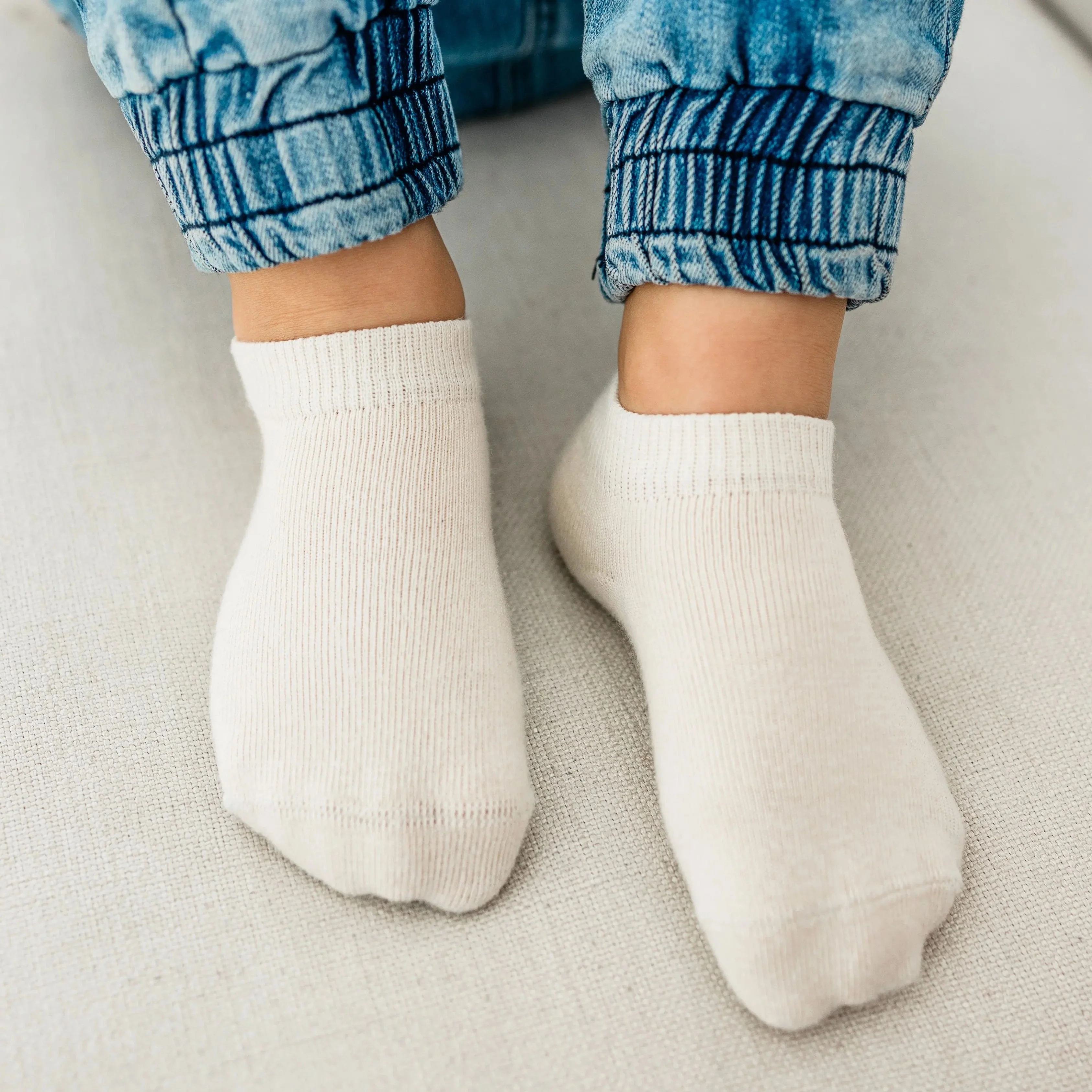 Natural (no dye) Kids' Ankle Socks  - 98% Organic Cotton - Image 3