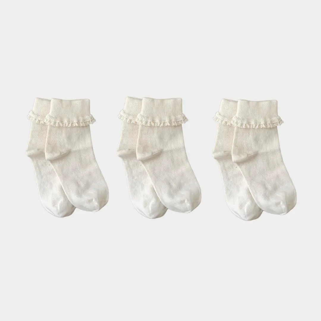 Natural (no dye) Lace Kids Socks - 98% Organic Cotton - Image 13