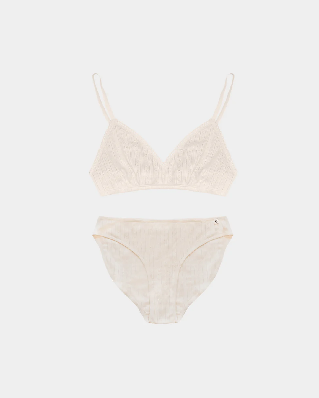 Natural (no dye) Pointelle Bra & French Cut Bikini Set (2 Pack) - 100% Organic Cotton - Image 7