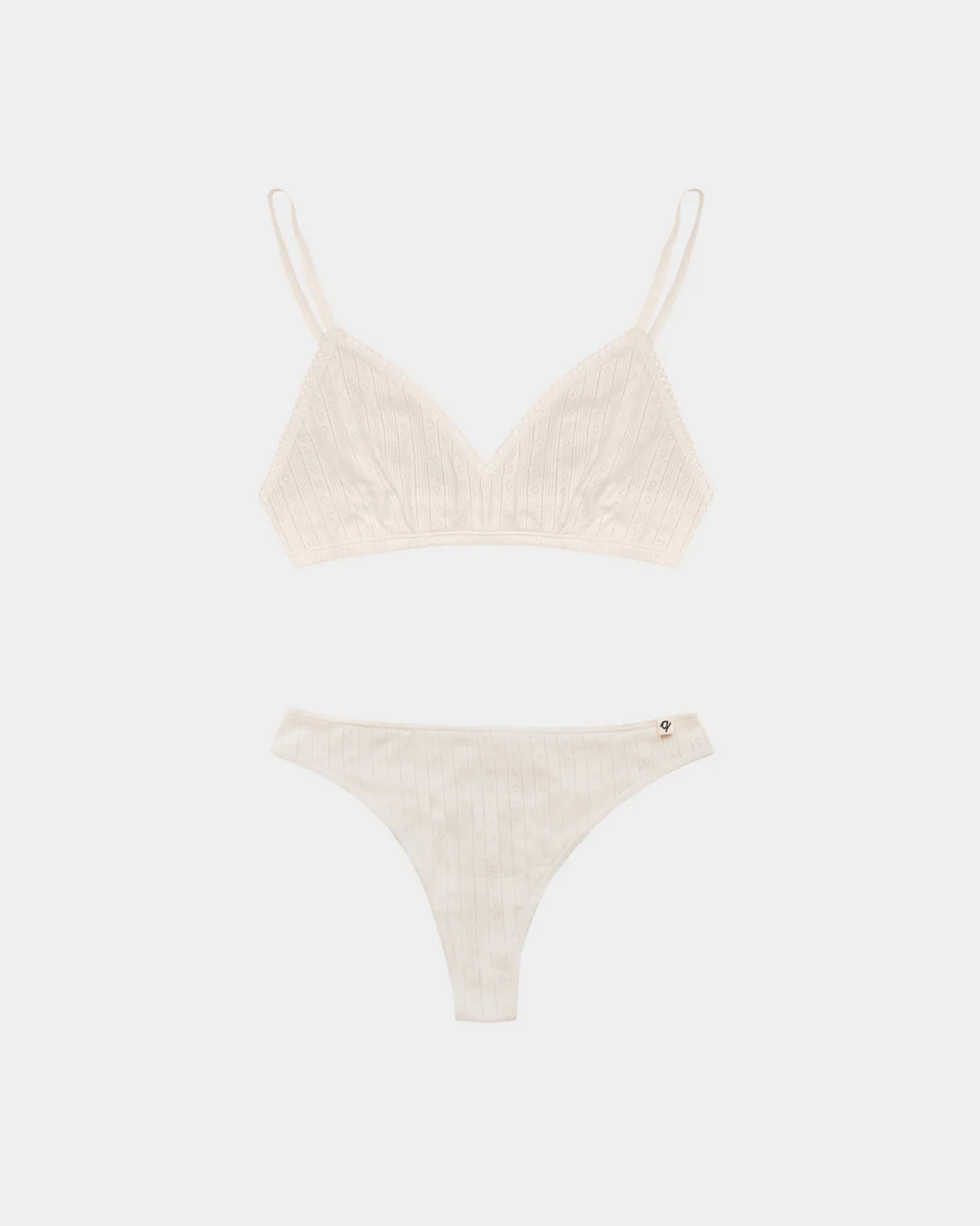 Natural (no dye) Pointelle Bra & Thong Set (2 Pack) - 100% Organic Cotton - Image 5