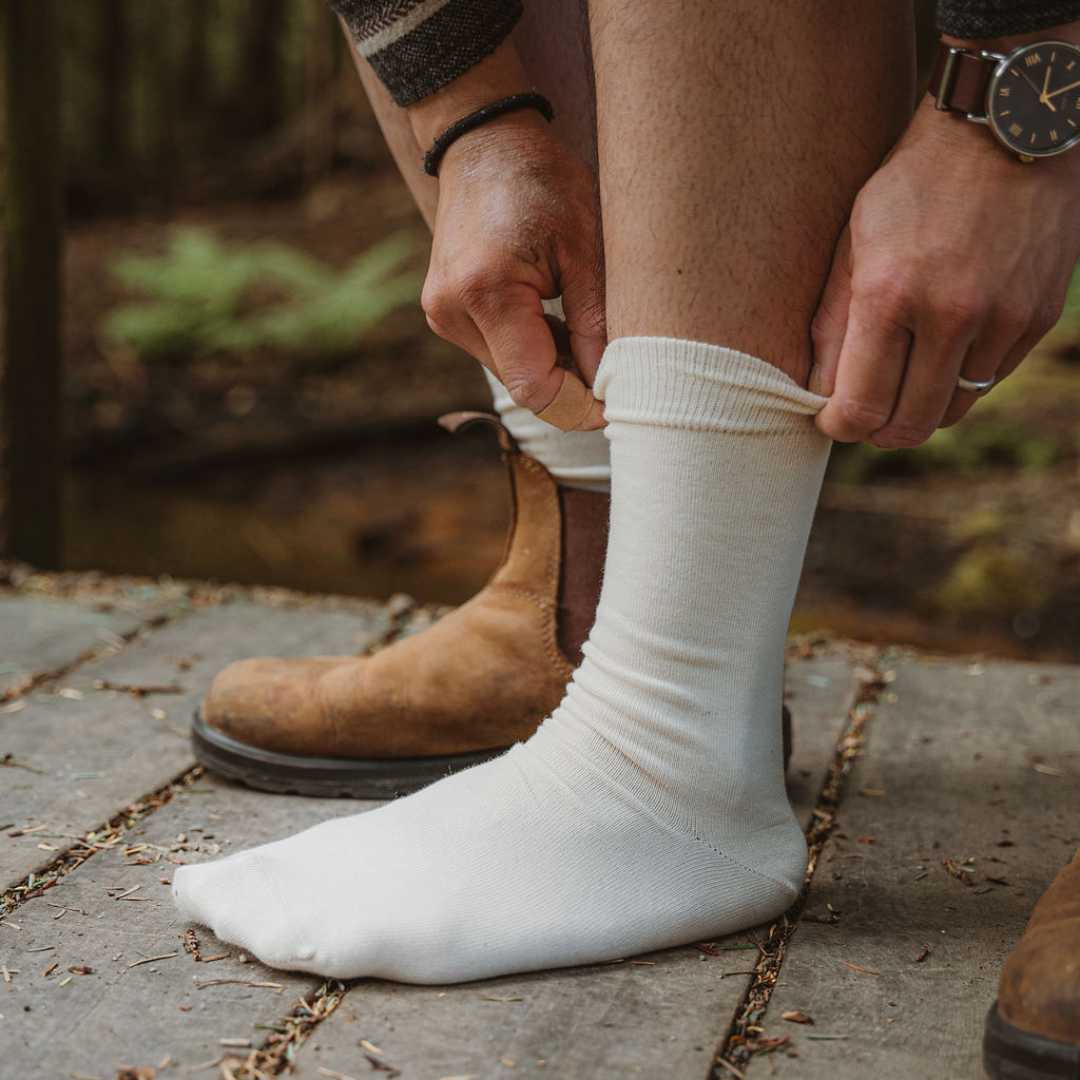 Natural (no dye) Adult Trouser Socks - 98% Organic Cotton - Image 4