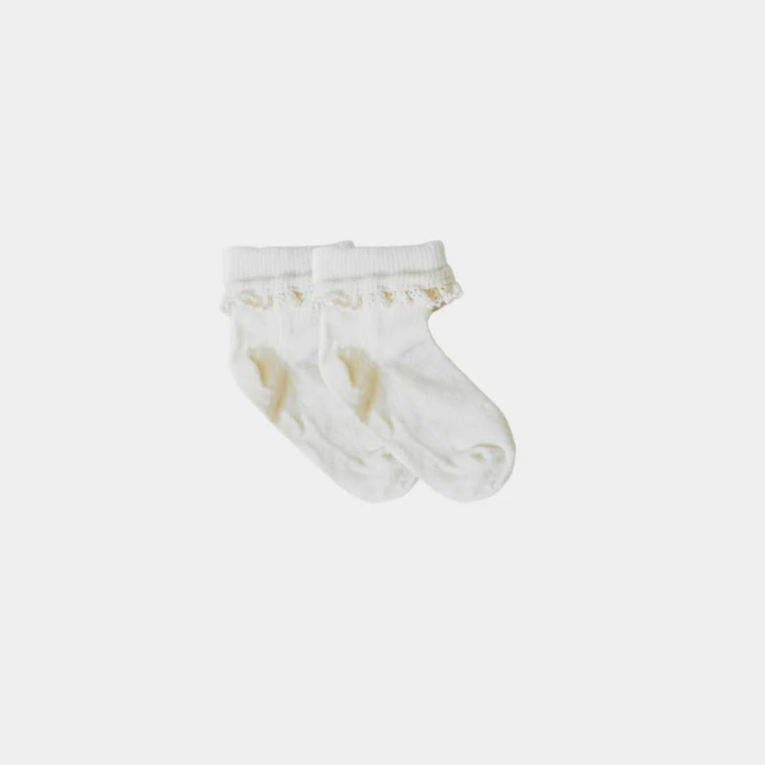 Natural (no dye) Lace Kids Socks - 98% Organic Cotton - Image 10
