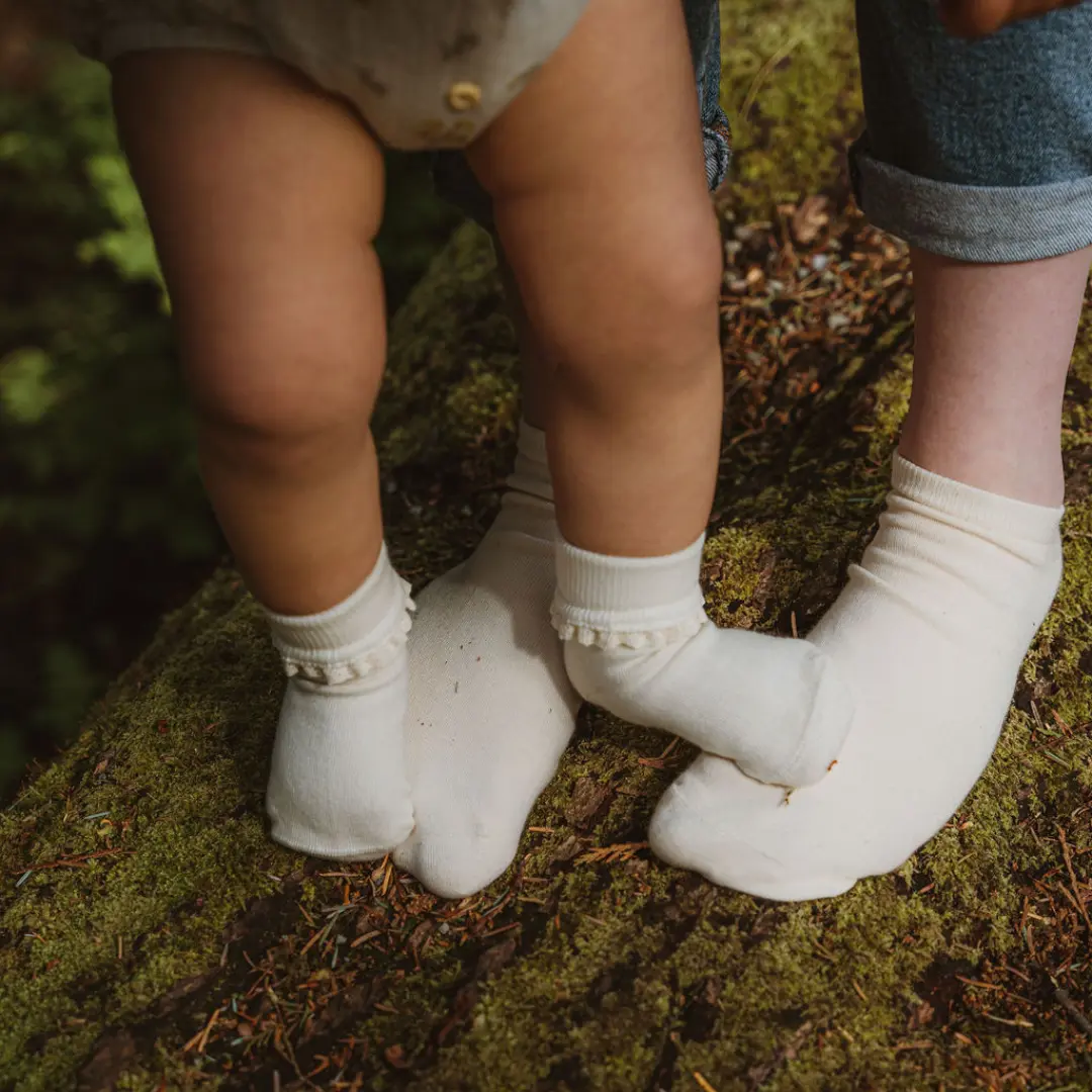 Natural (no dye) Lace Kids Socks - 98% Organic Cotton - Image 7