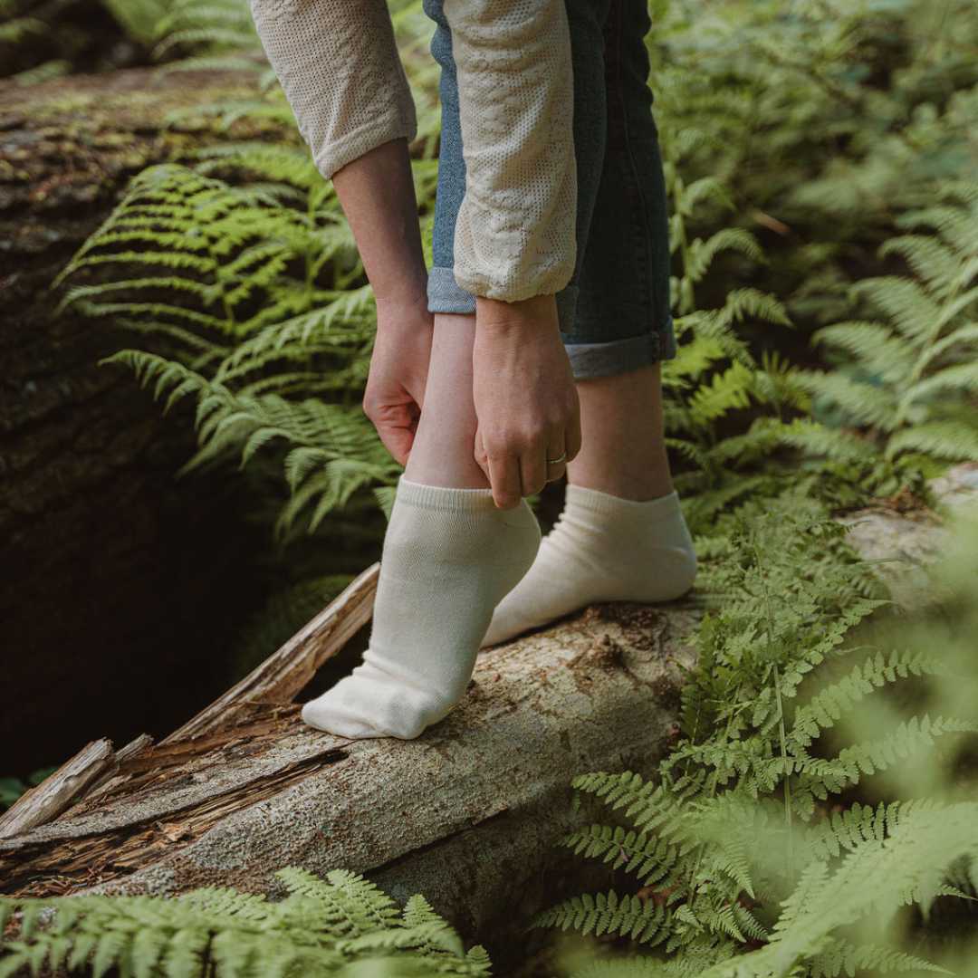 Natural (no dye) Lightweight Adult Ankle Socks - 98% Organic Cotton - Image 4